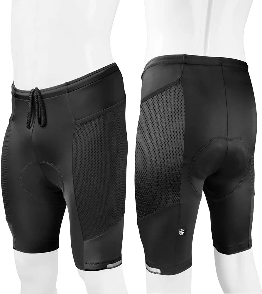| Men's Gel Touring Padded Bike Shorts | Innovative Mesh Pockets | Made in USA
