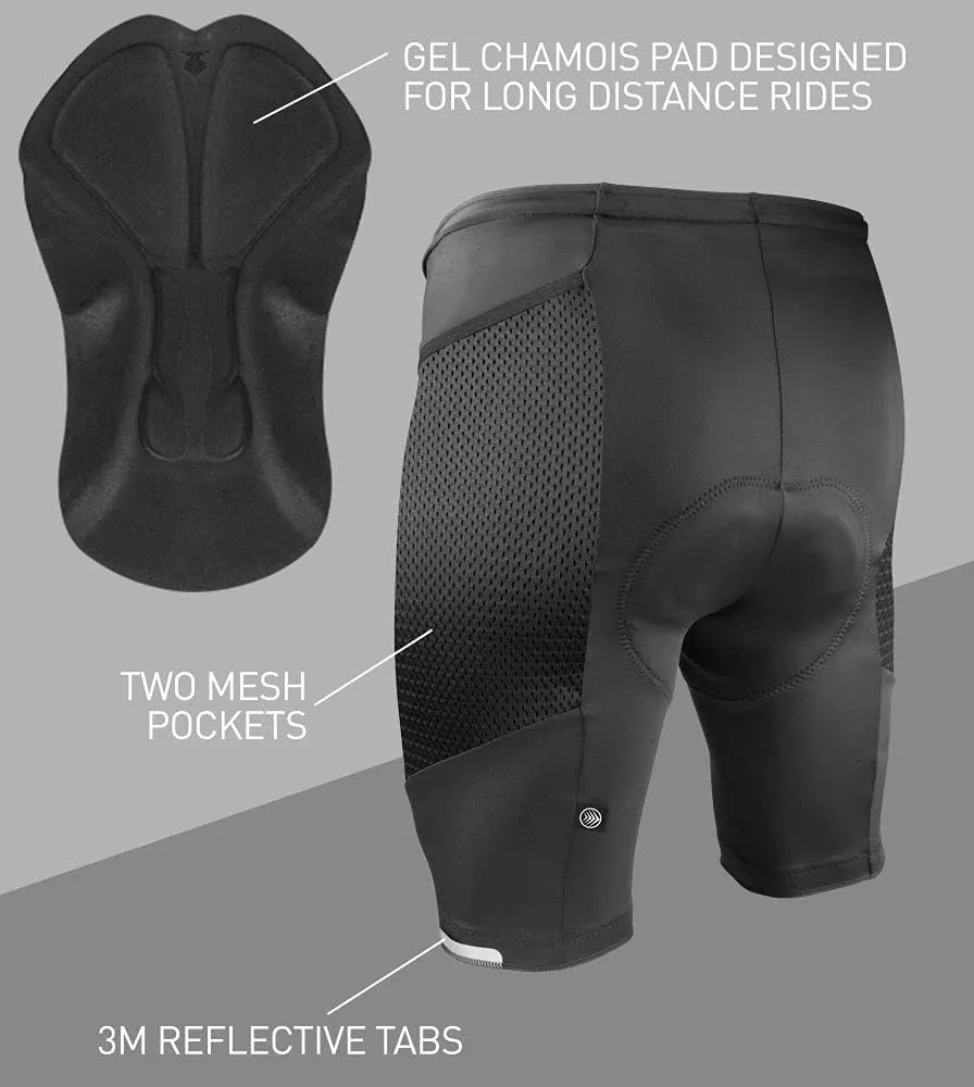 | Men's Gel Touring Padded Bike Shorts | Innovative Mesh Pockets | Made in USA