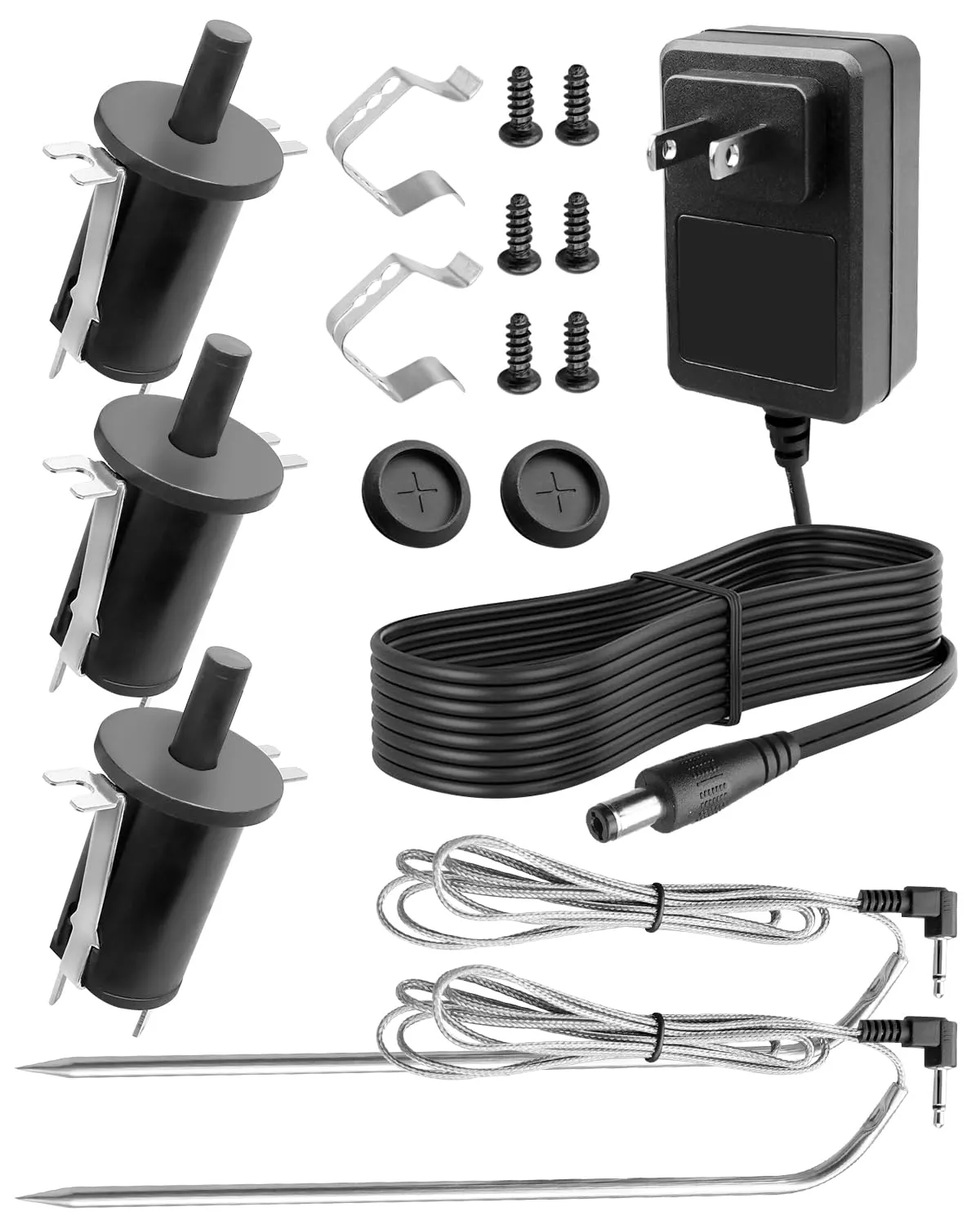 1 x Power Adapter   2 x Meat Temperature Probe   3 x Hopper Lid/Door Switch Fit for Masterbuilt Gravity 560 800 1050 XL Digital Charcoal Grill Smoker, Replace 9004190216 9004190170 9904190041