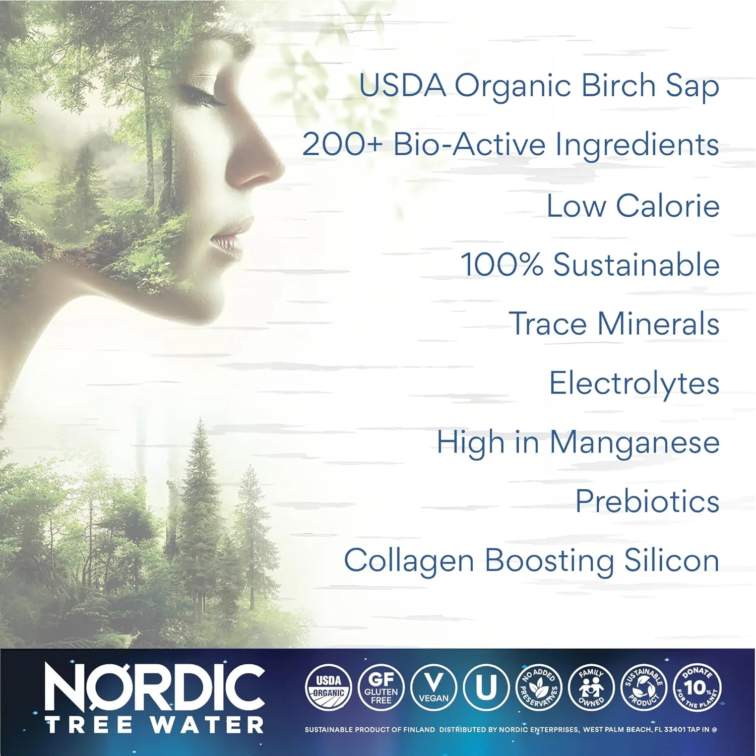 100% USDA Organic Birch Tree Sap – Electrolytes, Minerals, Prebiotics & Vitamins, Finland Wild Harvested, BPA-Free Tetra Pak, Nature’s Perfect Hydration, Lower Calorie than Coconut Water (Pack of 12)
