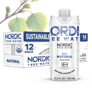 100% USDA Organic Birch Tree Sap – Electrolytes, Minerals, Prebiotics & Vitamins, Finland Wild Harvested, BPA-Free Tetra Pak, Nature’s Perfect Hydration, Lower Calorie than Coconut Water (Pack of 12)