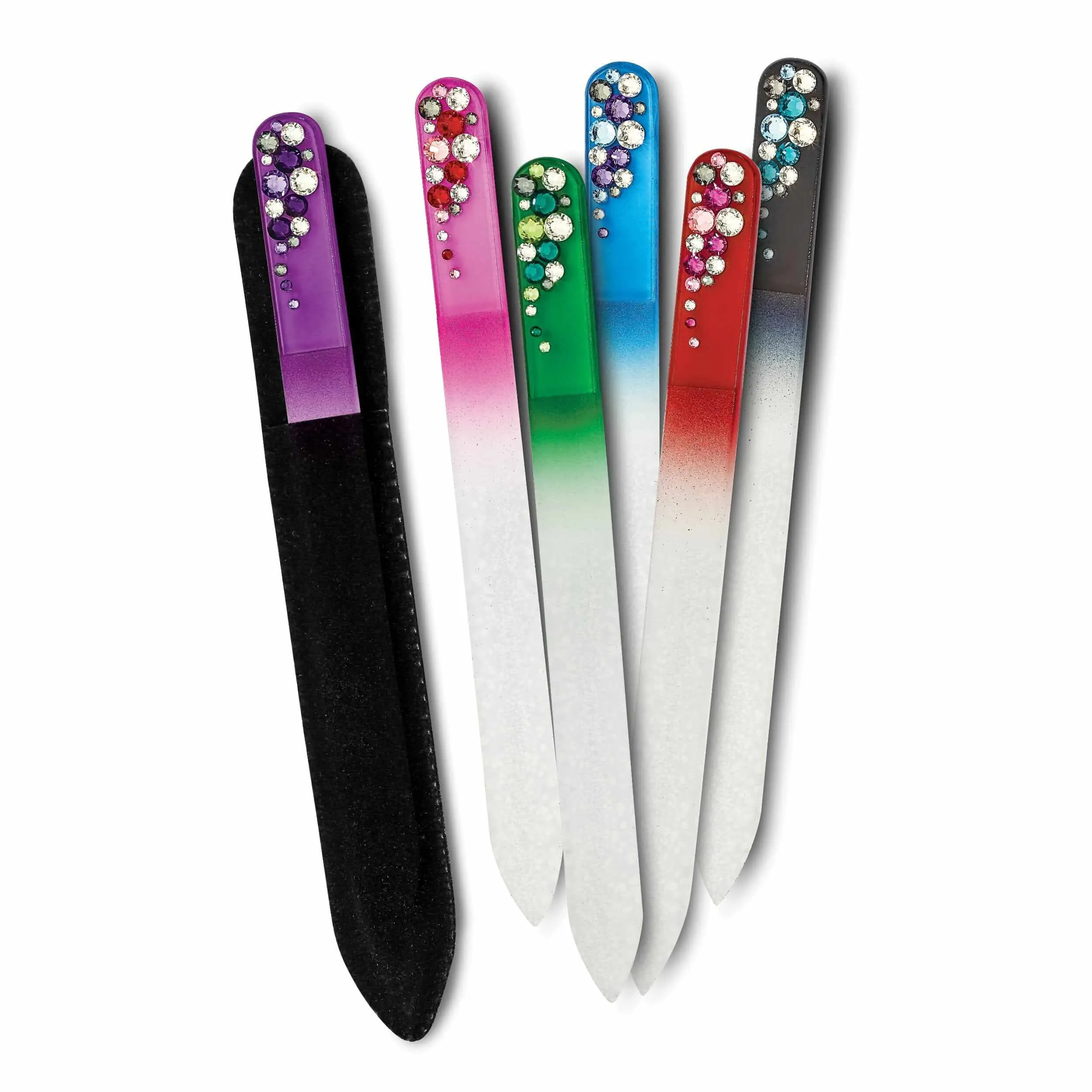 12 Multi-colored Design Long Glass Nail Files