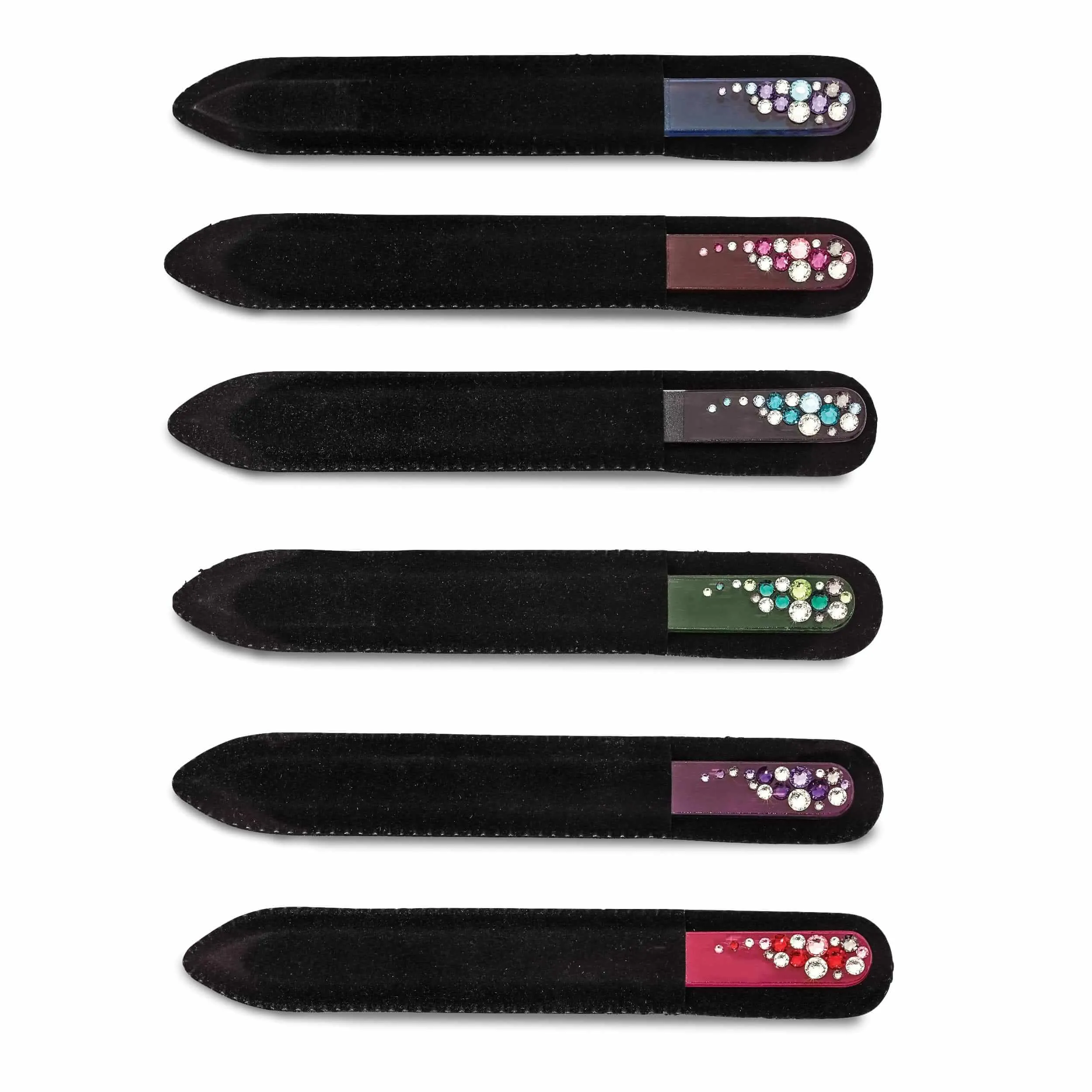 12 Multi-colored Design Long Glass Nail Files