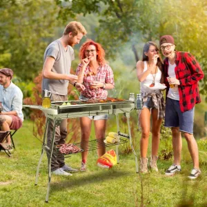 16.7x10x17.7in Barbecue Charcoal Grill Folding Portable BBQ Tool Kits for Outdoor Cooking Camping Hiking Picnics Backpacking or Outdoor Event,Folded Camping Barbecue Grill for Garden