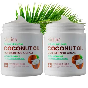 2 Pcs X 500ML Coconut Oil Cream.Coconut Oil Moisturizing Cream, Coconut Oil Lotion for Skin,Face, Hands, Hair. Intense Hydration For Dry skin (2)