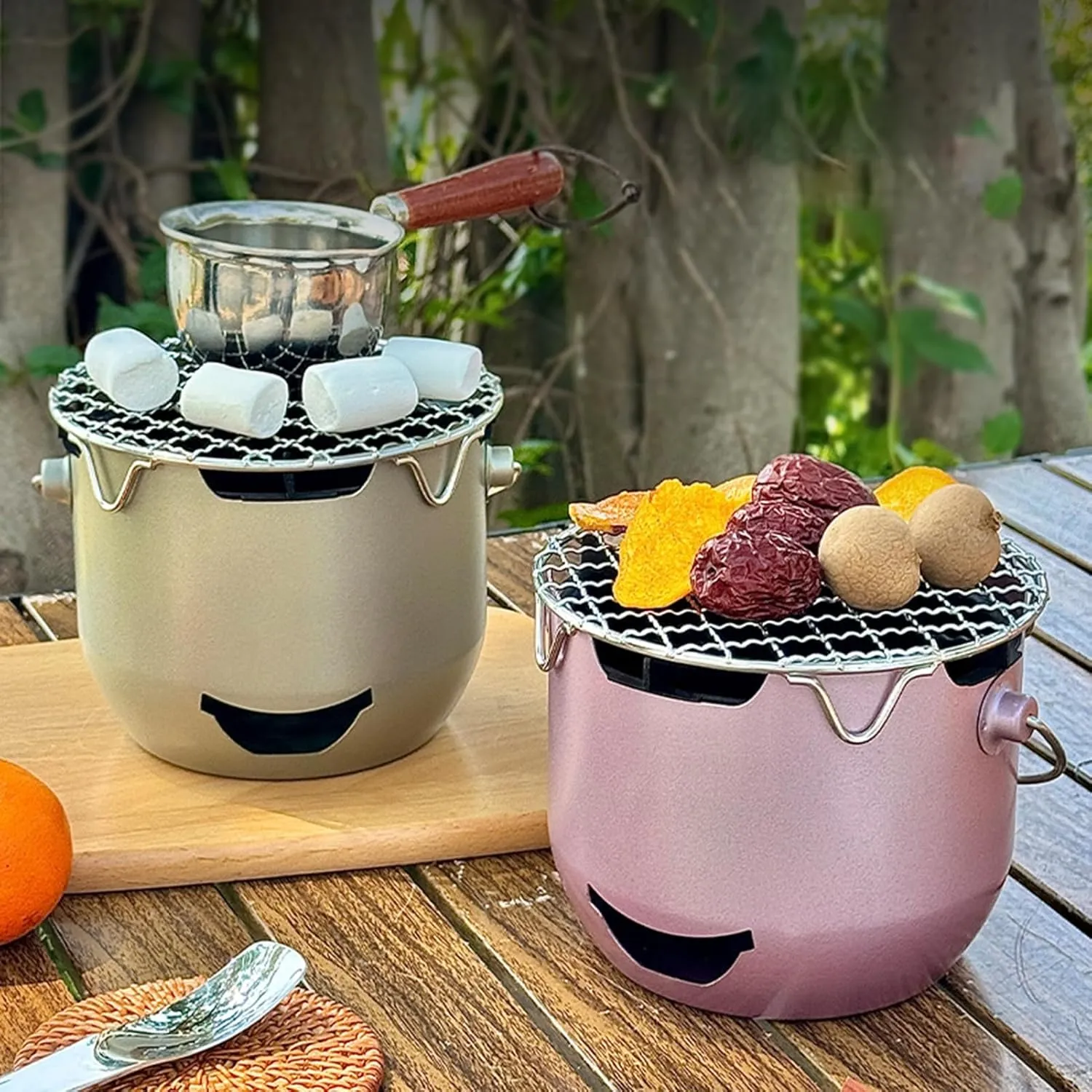 304 Stainless Steel Camping Stove, Portable Flower Tea Stove, Camping Tabletop Fire Pit Indoor & Outdoor Grill for Smores, BBQ, Smores Maker, Smokeless Firepit Purple A