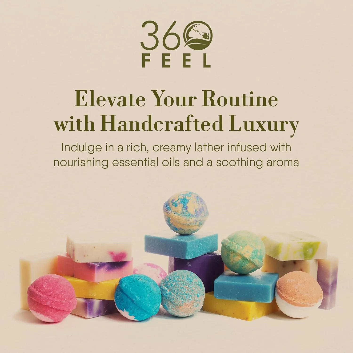 360Feel Men’s Handmade Soap Gift Pack - Nourishing and Hydrating Set of Bar Soap for Men - Infused with Four Bold Masculine Scents Bay Rum, Pine Tar, Patchouli, and Island Citrus - Set of 4