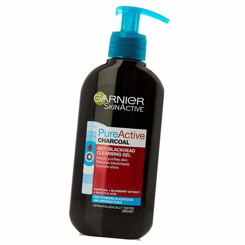 3x Garnier Pure Active Charcoal Anti Blackhead Cleansing Gel 200ml