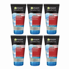 6 x Garnier Pure Active Charcoal Anti Blackhead Exfoliating Gel 150mL