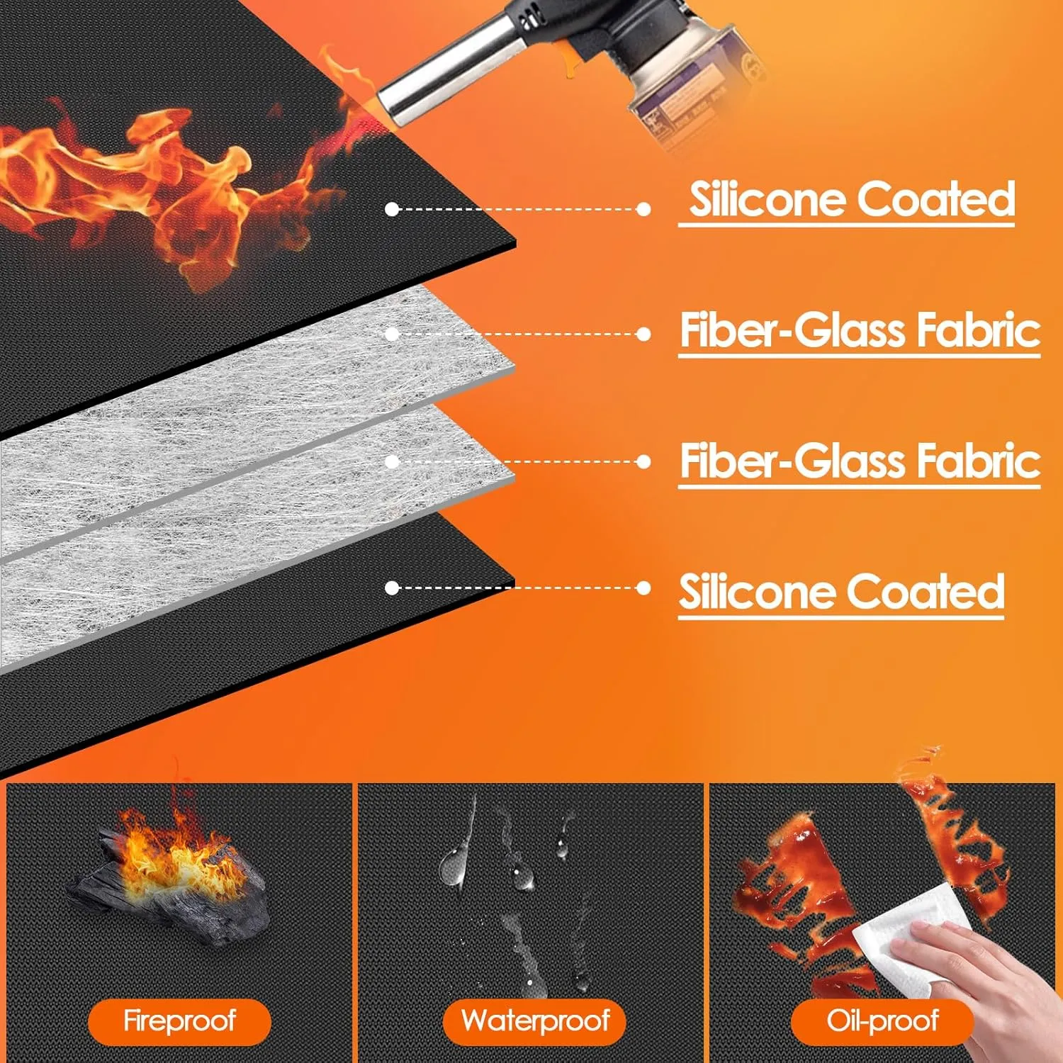 90" x 48" Extra Large Grill Mat - Grill Matt for Outdoor Grill Deck Protector Compatible with Blackstone Griddle, Charcoal Grills & Gas Grills, Fireproof Grill Pads & Floor Mats, Black