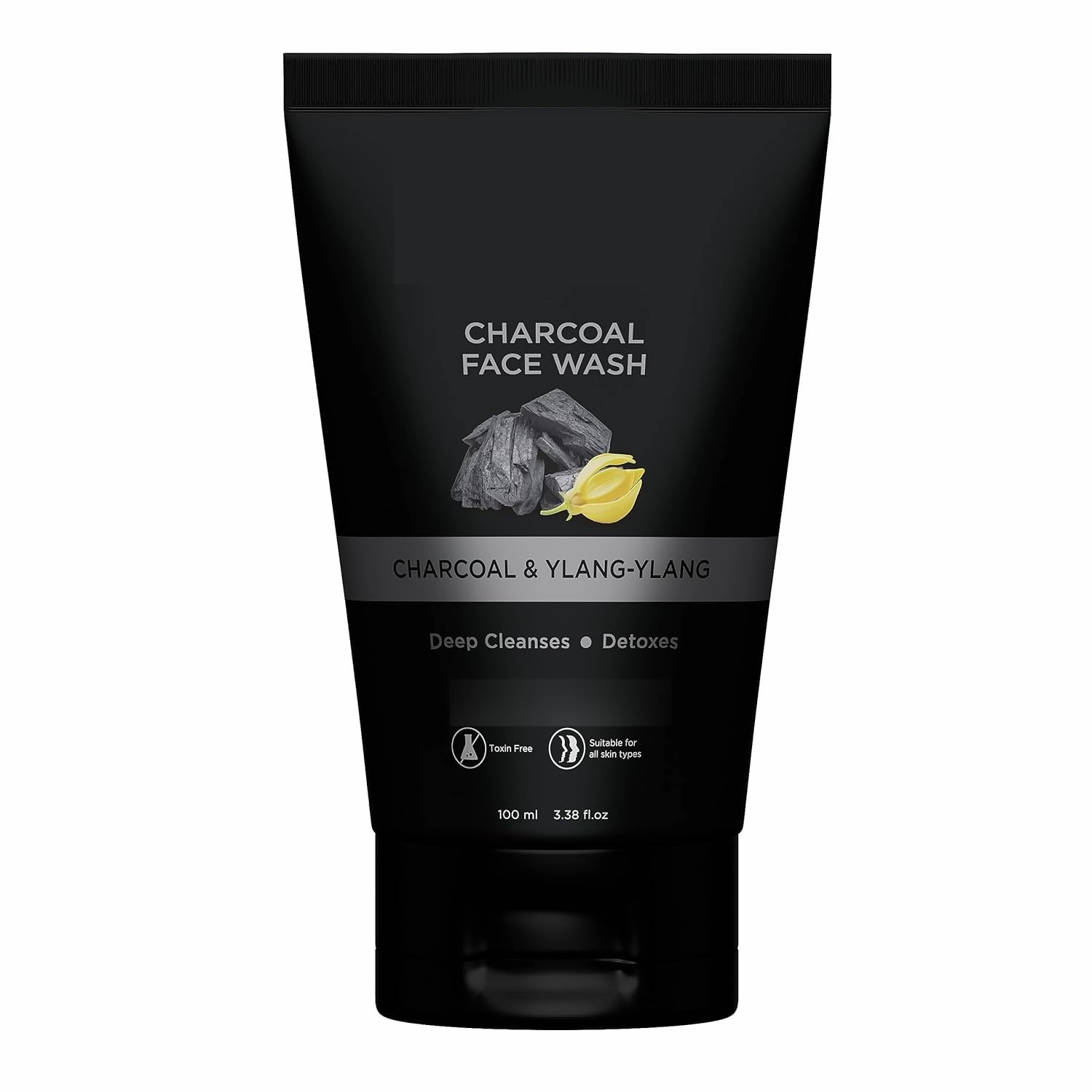 Activated Charcoal Face Wash for Men | Ylang Ylang | Oil Control | Unclog Pores | Deep Cleansing | Blackheads Removal | All Skin Types - 100ml