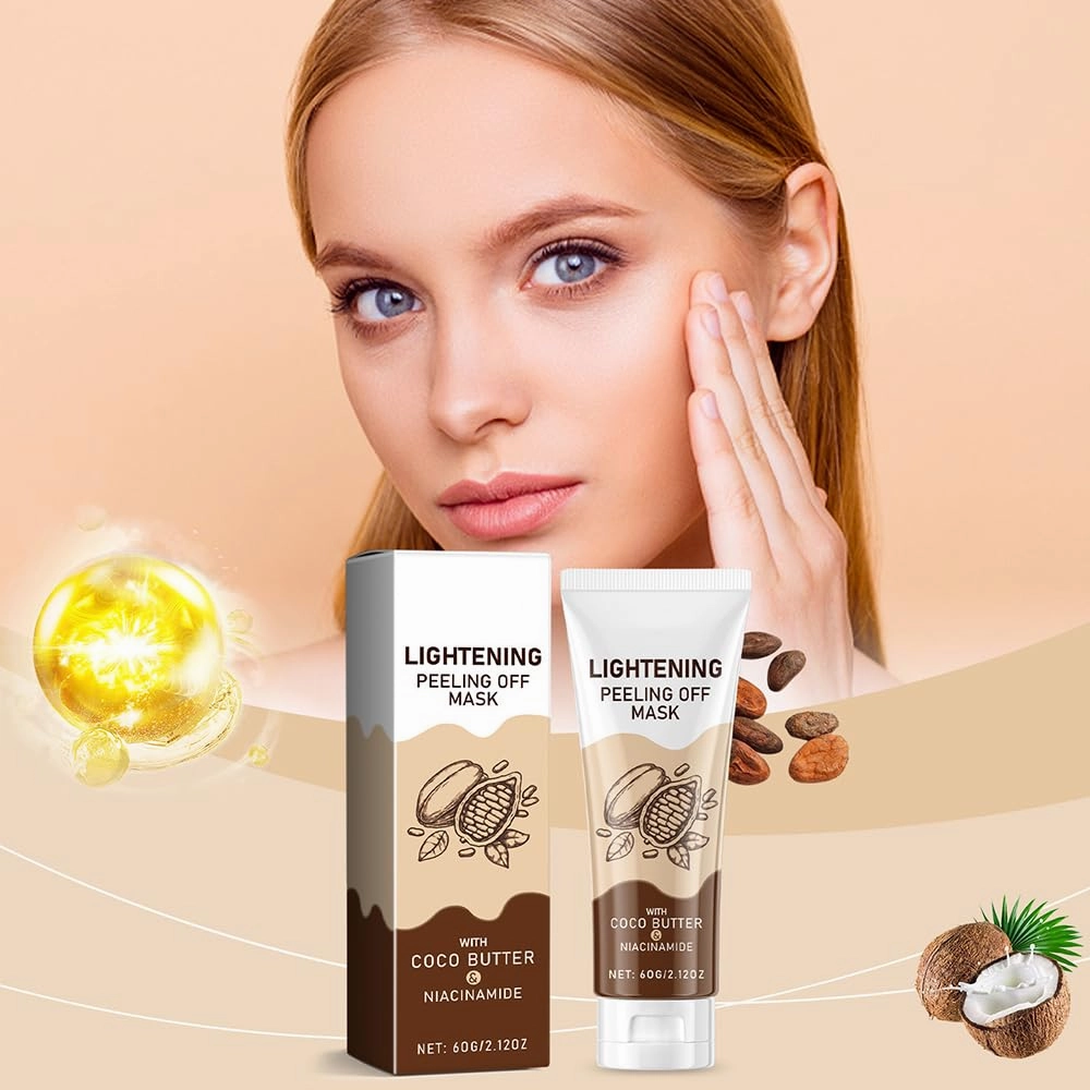 Adera Lightening Peel off Mask, Instant 𝐖𝐡𝐢𝐭𝐞𝐧𝐢𝐧𝐠 Niacinamide Peel-Off Mask, Adera L𝐢g𝐡𝐭𝐞𝐧𝐢𝐧𝐠 Peel off Mask with Chocolate & Niacinamide, Moisturizing (1pcs)