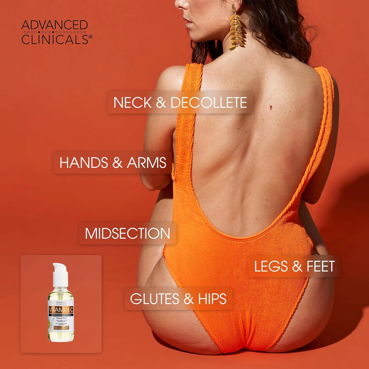 Advanced Clinicals Brightening Vitamin C Cream Moisturizer   Vitamin C Body Oil 2pc Skincare Set | Nourishing, Brightening, & Hydrating Body Oil & Body Lotion To Improve Appearance Of Dark Spots, 2pc