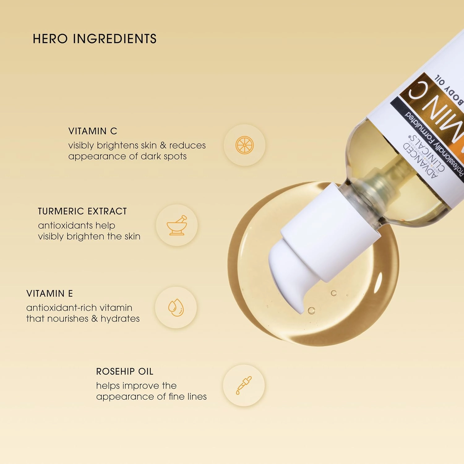 Advanced Clinicals Brightening Vitamin C Cream Moisturizer   Vitamin C Body Oil 2pc Skincare Set | Nourishing, Brightening, & Hydrating Body Oil & Body Lotion To Improve Appearance Of Dark Spots, 2pc