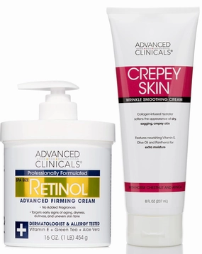 Advanced Clinicals Crepey Skin Wrinkle Smoothing Cream   Retinol Firming Cream Set