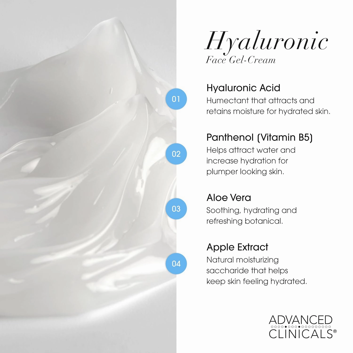 Advanced Clinicals Hyaluronic Acid Face Moisturizer Gel Cream   Hyaluronic Acid Body Cream 2pc Hydrating Skincare Set For Women & Men To Reduce Appearance Of Dry Skin, Wrinkles, & Fine Lines, 2pc Set