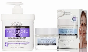 Advanced Clinicals Hyaluronic Acid Face Moisturizer Gel Cream   Hyaluronic Acid Body Cream 2pc Hydrating Skincare Set For Women & Men To Reduce Appearance Of Dry Skin, Wrinkles, & Fine Lines, 2pc Set