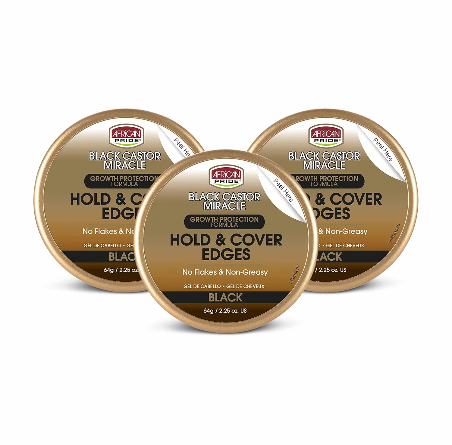 African Pride Miracle Hold & Cover Edges - Slicks Edges, Fills Thinning Areas, With Black Castor & Coconut Oil, 2.25 oz (3 Pack)