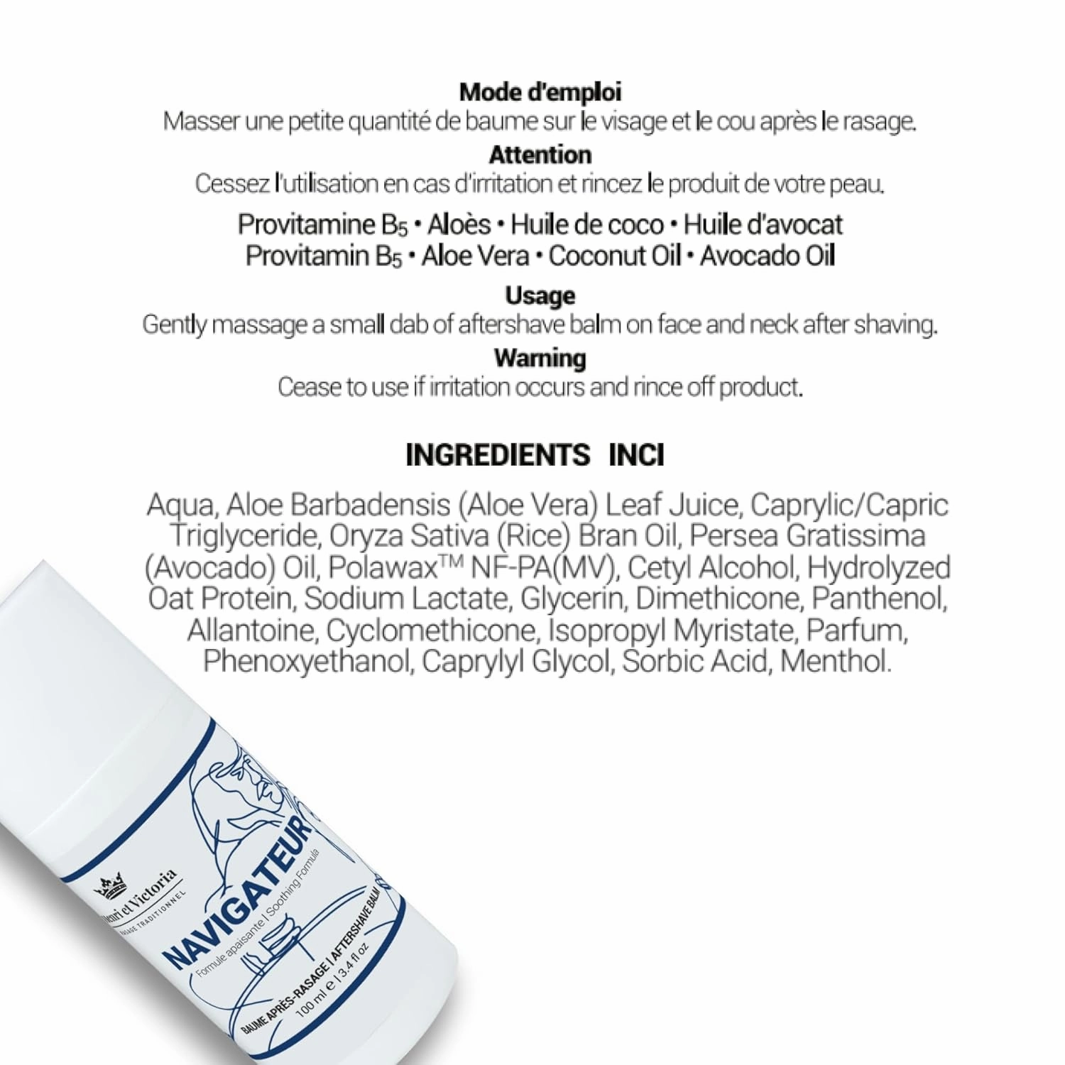 Aftershave Balm for Men | Navigateur Scent | Canadian Made by Skilled Artisan | After Shave Balm Prevent and Cure Razor Burns | 100 ml (3.4 oz)