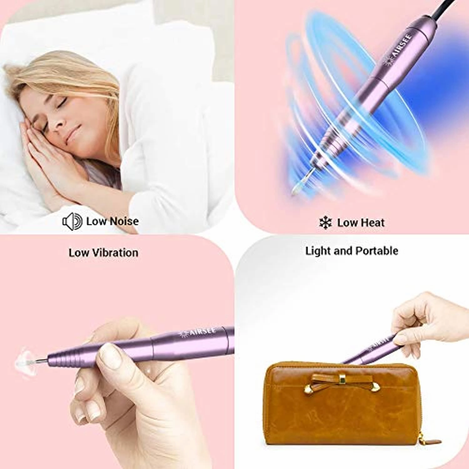 AIRSEE Portable Electric Nail Drill Professional Efile Nail Drill Kit for Acrylic   Tungsten Carbide Electric Nail Drill Bits Set for Acrylic Nails 3/32”