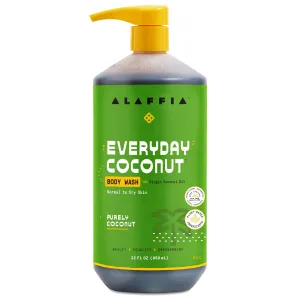 Alaffia Body Wash, Everyday Coconut – Moisturizing Soap with Nourishing Coffee Berry Extract & Coconut Water, Vegan & Cruelty-Free, 32 Oz