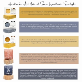 All Natural and Handmade Himalayan Soap | Turmeric, Glycerin, Charcoal, Rock Salt, Good Karma Soap | Natural Hydrating Bar Soap, Eco-Friendly Soap | Value Pack of 5-100 Gram Each