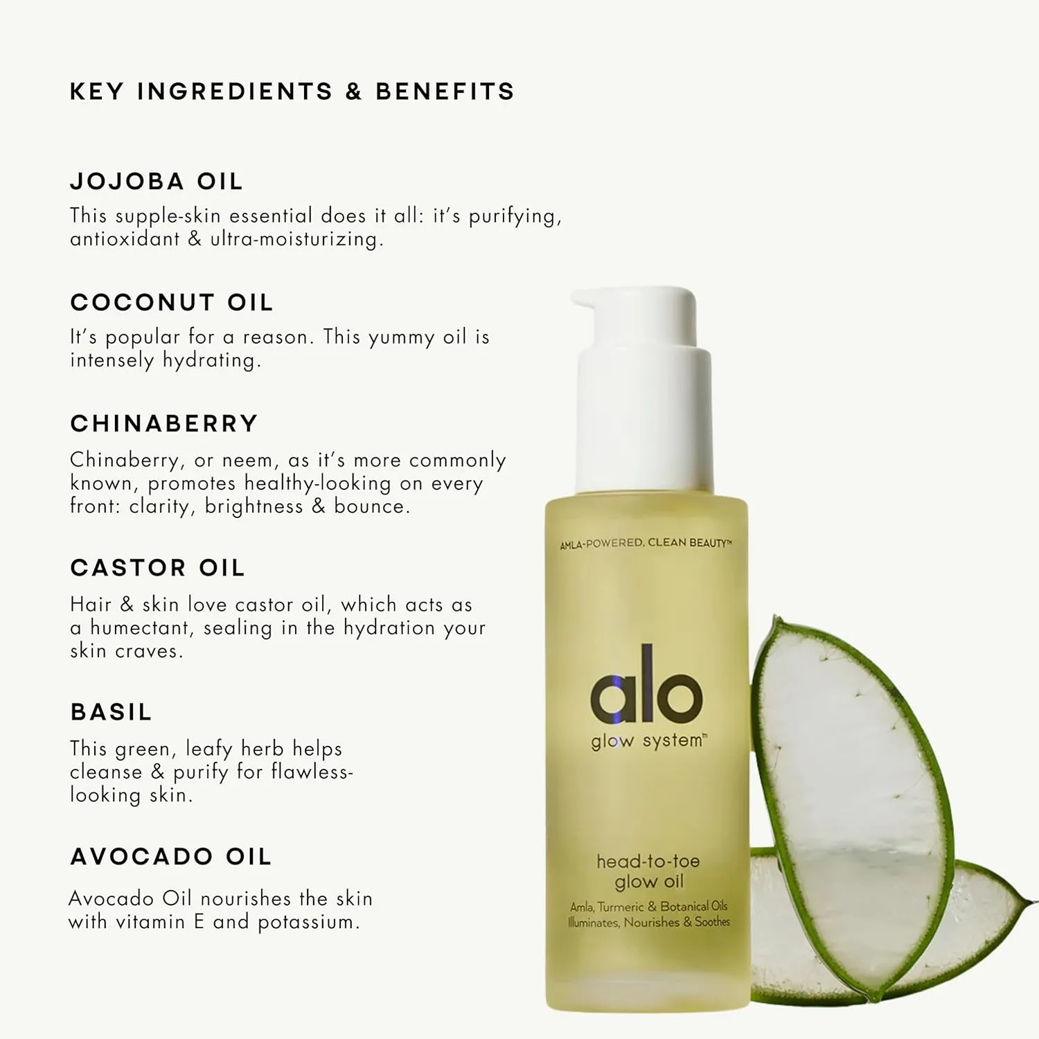 Alo Head-to-Toe Glow Oil | Glow-Boosting Natural Dry Body Oil | Jojoba, Amla, Aloe & Vitamin E | Hydrates & Nourishes Skin | Citrus Scent | 3.2 Oz