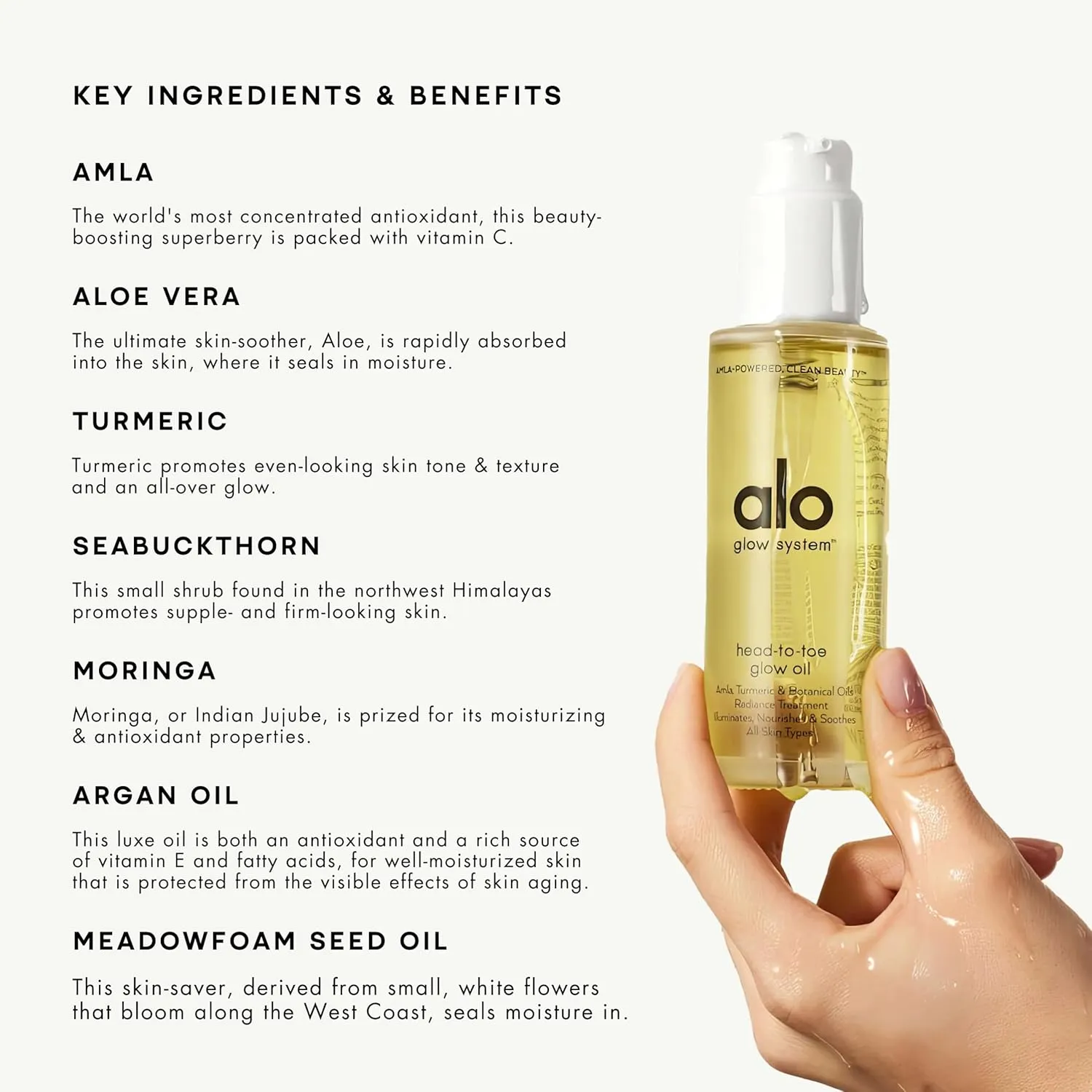 Alo Head-to-Toe Glow Oil | Glow-Boosting Natural Dry Body Oil | Jojoba, Amla, Aloe & Vitamin E | Hydrates & Nourishes Skin | Citrus Scent | 3.2 Oz