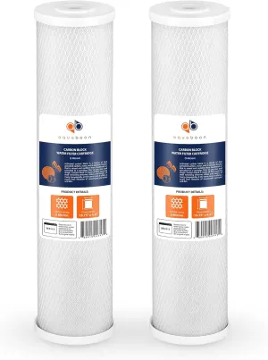 Aquaboon Carbon Water Filter Replacement - 5 Micron Water Filter 20 x 4.5 inch - Whole House CTO Carbon Block Water Filter Cartridge Compatible with FC25B, EPM-20BB, CB-BB-20, 155783-43, 2 Pack