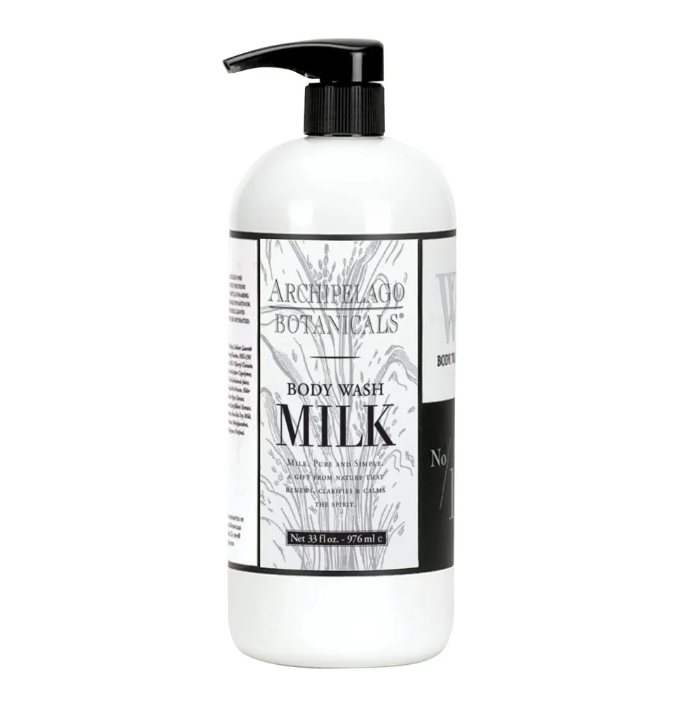 Archipelago Botanicals Milk Body Wash, Cleansing and Moisturizing Body Wash for Dry Skin, Soft and Smooth Skin, Free from Parabens, Phthalates and GMOs (33 oz)