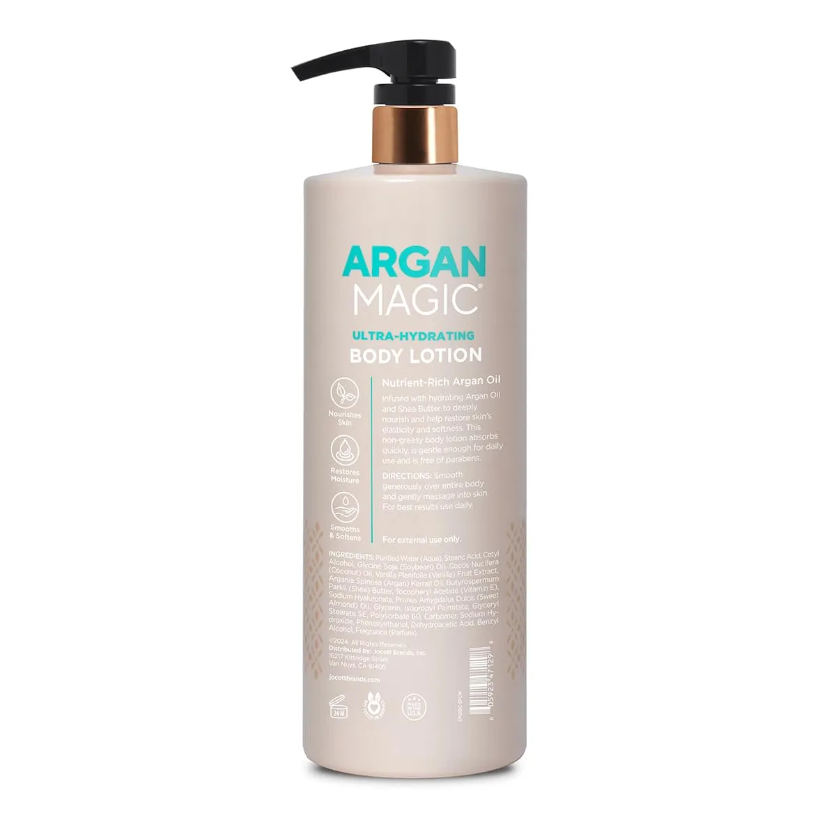 Argan Magic Ultra-Hydrating Coconut & Vanilla Body Lotion with Hyaluronic Acid for Dry Skin - Nourishes Skin, Restores Moisture, Smooths & Softens | Non-Greasy Formula | Paraben Free (32 oz)