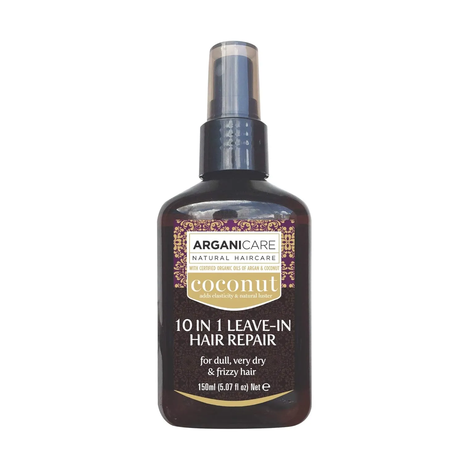 Arganicare 10 in 1 Leave In Hair Repair Conditioner with Organic Coconut and Argan Oils for Very Dry, Damaged and Frizzy Hair