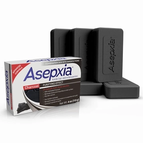 Asepxia Activated Charcoal Cleansing Bar for Enhanced Acne Control & Skin Purification with 2% Salicylic Acid, Ideal for Oily Skin and Reducing Blackheads - 4 Oz, 5-Pack