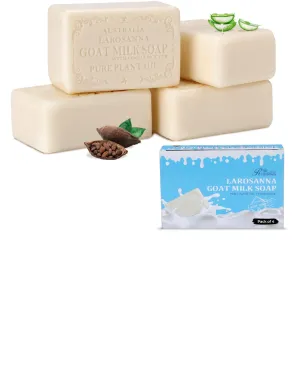 Australian Goat Milk Soap,Helps Moisturize,Smooth & Cleanse Skin,Triple-milled Bar Soap with Cocoa Butter,Aloe Vera and Pure Plant Oil,Body Soap Bars 6.3 oz for Adults & Babies,Pack of 4