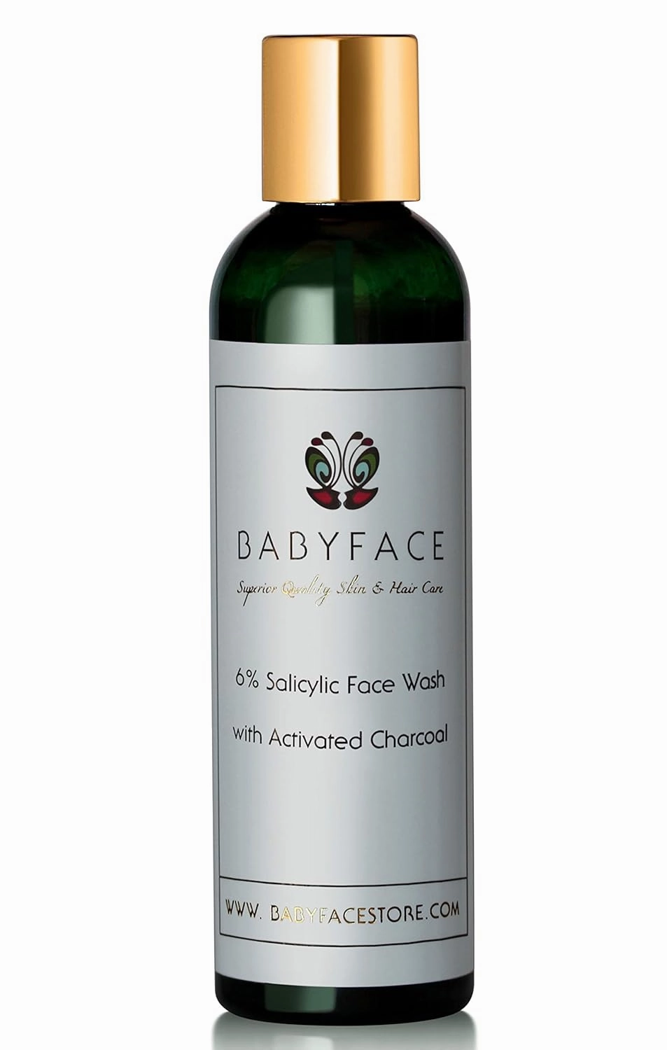 Babyface Anti-Aging and Acne Control 6% Salicylic Wash Cleanser with Activated Charcoal   Vitamin C, DMAE, Hyaluronic Acid Rooibos & White Tea, Tamanu, 4.4 oz.