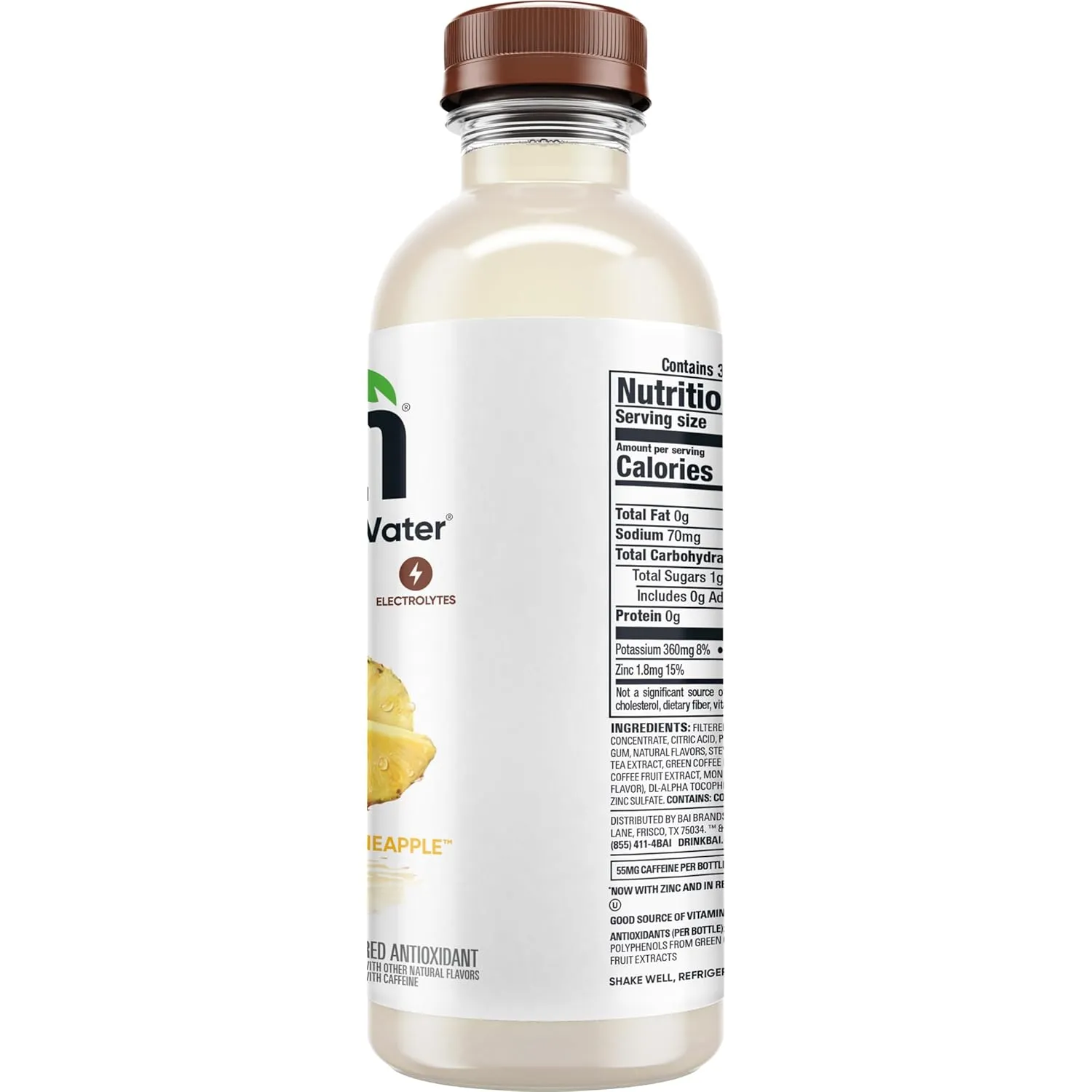 Bai Antioxidant Infused Water Beverage, Puna Coconut Pineapple, with Vitamin C and No Artificial Sweeteners, 18 Fluid Ounce Bottle, 12 Pack