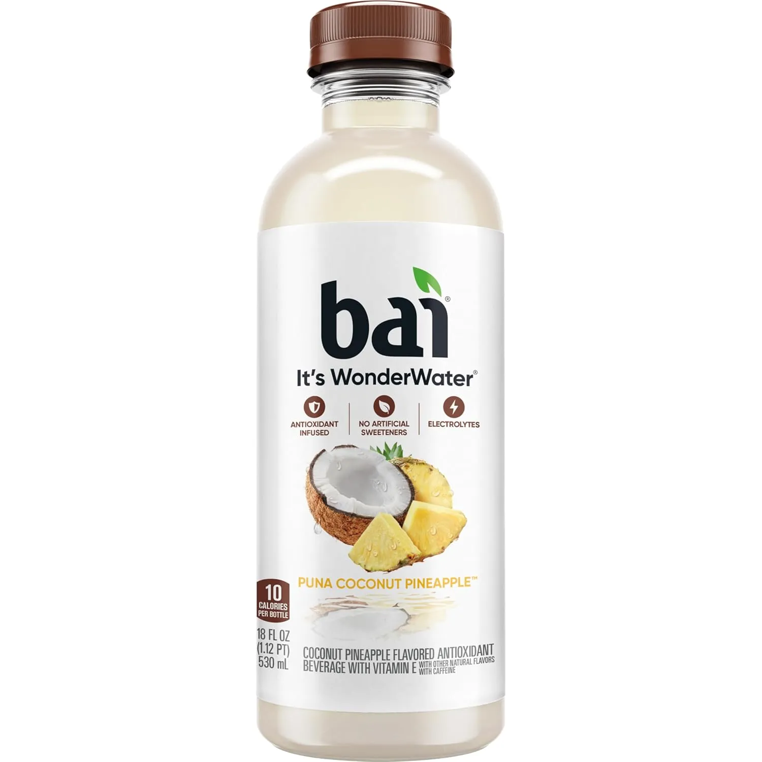 Bai Antioxidant Infused Water Beverage, Puna Coconut Pineapple, with Vitamin C and No Artificial Sweeteners, 18 Fluid Ounce Bottle, 12 Pack