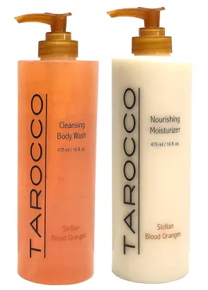 Baronessa Cali Tarocco Skin Care Set: Sicilian Blood Oranges Nourishing Moisturizer Body Lotion   Cleansing Body Wash - 16 Ounce