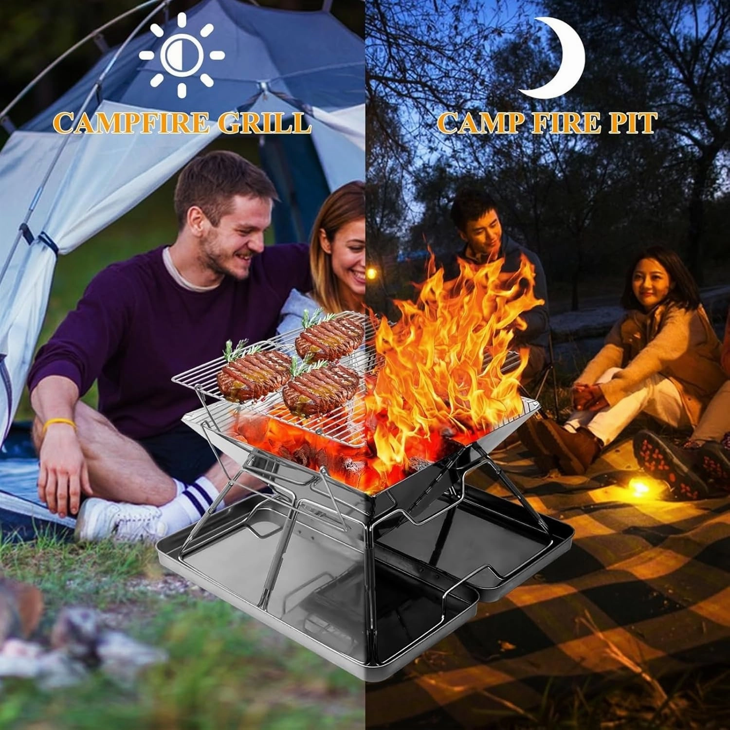 Bbq Grill Stainless Steel Barbeque Grill Portable Camping Grill For Backpacking Hiking Travel Picnic