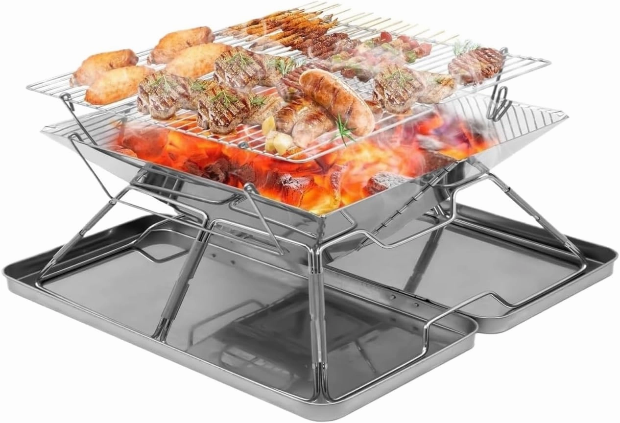 Bbq Grill Stainless Steel Barbeque Grill Portable Camping Grill For Backpacking Hiking Travel Picnic