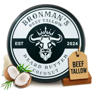 Beef Tallow Beard Butter for Men - 4oz - Hydrating Coconut Beard and Skin Balm with Shea Butter - Deeply Moisturizing Tallow
