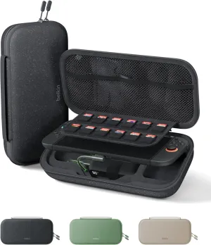 Belkin Gaming Charger Case for Nintendo Switch 2 w/Removable 10,000mAh Power Bank, LCD Display, 30W Fast Charging Nintendo Switch Charger w/Holder for AirTag & Games - Travel Essentials - Charcoal