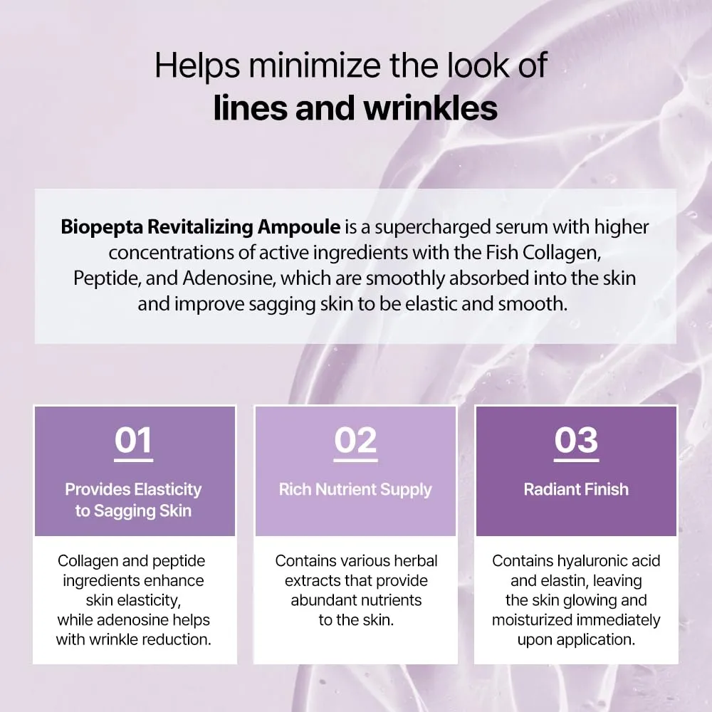 Biopepta Revitalizing Ampoule 5.07 fl oz /150ml Skin Elasticity Wrinkle Care Hydrating Skin with Marine Collagen Peptides Korean Skincare