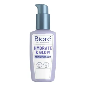Bioré Hydrate & Glow Facial Moisturizer for Dry Skin, Sensitive Skin, Infused with Coconut Water, Prebiotics and Avocado Oil, Dermatologist Tested, Fragrance Free,3.4 Oz