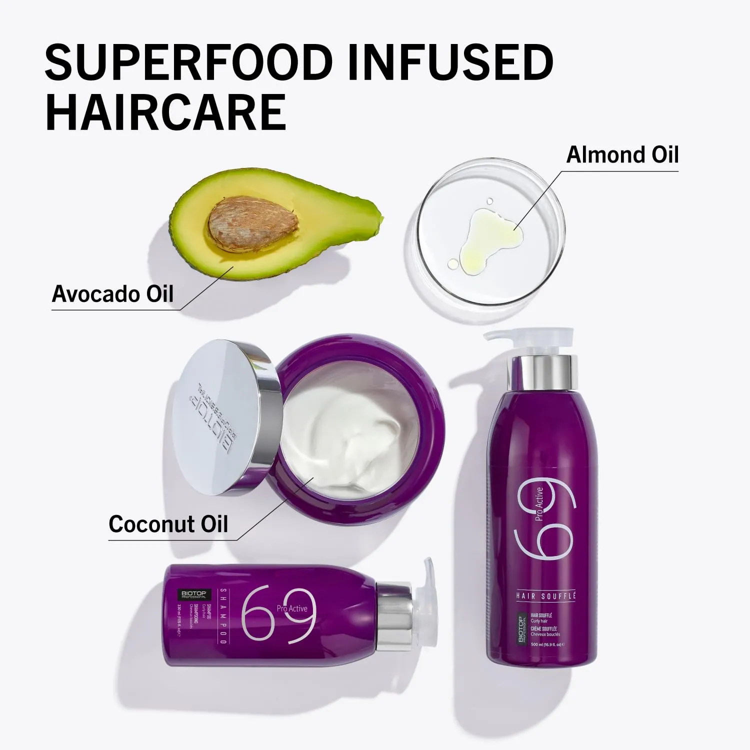Biotop Professional 69 Pro-Active Hair Mask - Anti Frizz   Deep Conditioning Hair Mask with Almond Oil, Coconut Oil & Avocado Oil - Suitable for Wavy, Curly & Naturally Textured Hair (18.6oz)