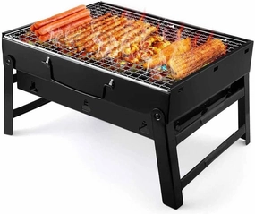 Black Barbecue Grill, Portable Charcoal Foldable, Easy to Assemble and Disassemble Travel Cooking SILS