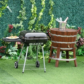Black Portable Charcoal Grill for BBQ Cooking,Outdoor Barbecue Grill, Portable BBQ Grill with Wheels, for Camping/Backyard,Camping BBQ Grill with Wheels for Outdoor