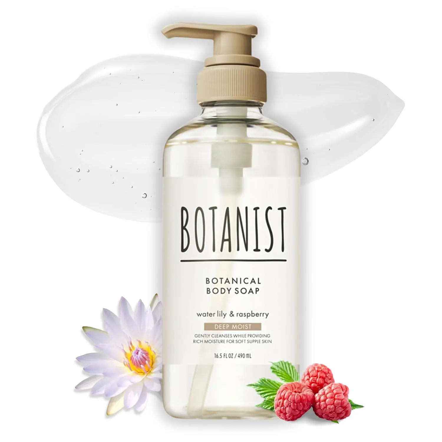 Body Wash for Dry Skin, Daily Body Cleansing Gel, Deep Moisturizing Body Wash For Sensitive Skin, Shea Butter Coconut Oil, Sulfate, Paraben & Dye Free, Water Lily & Raspberry,16.5 Fl Oz