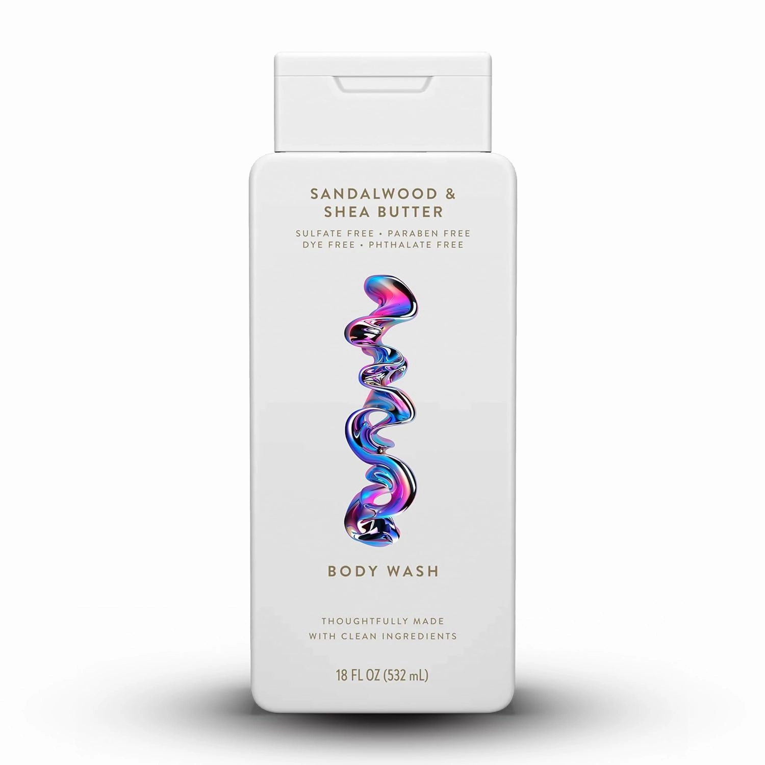 Body Wash | Sandalwood & Shea Butter | Contains Naturally Derived Ingredients | For Women & Men, Sulfate, Paraben, & Dye Free Leaving Skin Soft And Hydrating 18 oz - 1 Pk