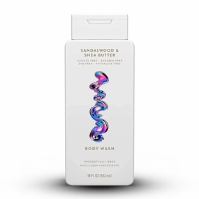 Body Wash | Sandalwood & Shea Butter | Contains Naturally Derived Ingredients | For Women & Men, Sulfate, Paraben, & Dye Free Leaving Skin Soft And Hydrating 18 oz - 1 Pk